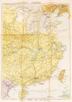 cca 1930-1940 Kína térképe, Druck der Kartogr. Anstalt Freytag & Bernt, Bécs, 55x39 cm, valamint...