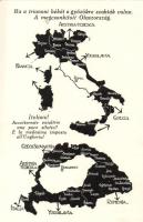 Fordított trianoni béke; a Magyar Nemzeti Szövetség kiadása / Reversed Trianon peace treaty, Italy, map, irredenta propaganda