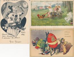 10 db RÉGI üdvözlőlap, közte néhány litho és egy Pauli Ebner lap / 10 old greeting cards including some litho