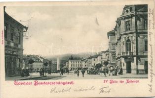 Besztercebánya, IV. Béla tér keletről, Herritz János kereskedése / Bela square