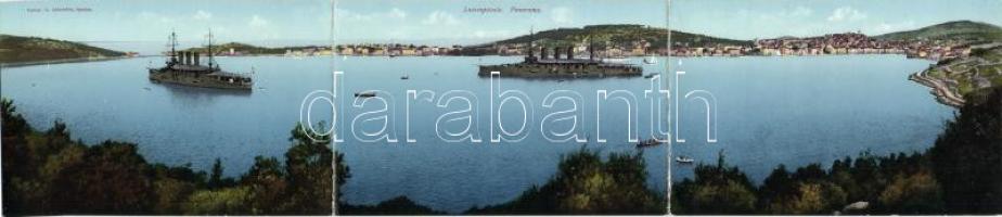 Mali Losinj, Lussinpiccolo; Kriegshafen / navy port ,panoramacard