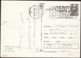 1981 A temesvári nemzetközi sakk versenyen résztvevő Benkő Pál (1928) sakknagymester saját kézzel írt levelezőlapja