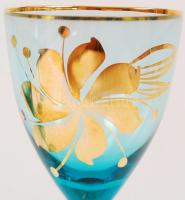 Jelzett pezsgős pohár (5db), kézzel festett, hibátlan, m:16 cm