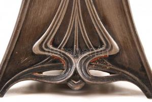 Jelzett szecessziós gyertyatartó, ón, tetején apró horpadással, m:18,5 cm / Art Noveau candelstick, ...