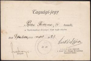 1915 Tüdővész Elleni Liga tagsági jegy