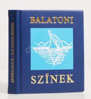 Andruskó Károly: Balatoni színek. Bp., 1975. Minikönyv, 98. számú számozott példány, kiadói aranyozott műbőr kötés, színes képekkel, jó állapotban.