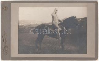 cca 1900 Lovas katona keményhátú fotó / military photo 22x13 cm