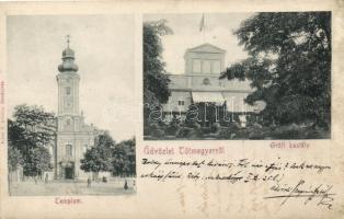 Tótmegyer, church, castle (r)