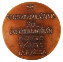 Kiss Kovács Gyula (1922-1984): Felszabadulásunk 30. évfordulóján. Bronz pakett, két oldalas, jelzett...