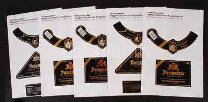 141 db magyar borcímke és 5 db pezsgő címke (Kártyás asztali bor, Móri muskotály, Kiskőrösi olaszrizling, Ezerjó pecsenyebor stb.)