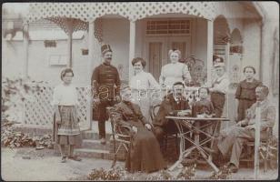 cca 1910 Katona és családja életkép fotólap