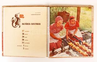 1940 Bp., M. Kir. Külkereskedelmi Hivatal által kiadott asztali naptár szép halina kötésben