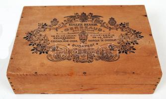cca 1900 Kugler Henrik Gerbaud Cs. és Kir. Udvari Cukrászda és Csokoládé-Gyár fadoboza, 19x13x5 cm