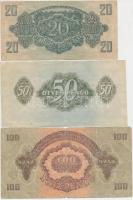 1944. 20P + 50P + 100P "A Vörös Hadsereg Parancsnoksága" T:III,III-