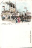 1899 (?) Abfahrt d. Cobra im Hamburgs Hafen / steamship, litho