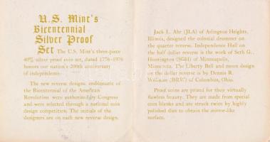 Amerikai Egyesült Államok 1976. 1/2$ Ag + 1$ Ag + 1/4$ Ag "Bicentennial" eredeti tokban, t...
