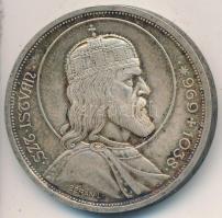 1938. 5P Ag "Szent István" T:2 patina Adamo P8.1