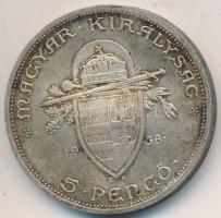 1938. 5P Ag "Szent István" T:2 patina
Adamo P8.1