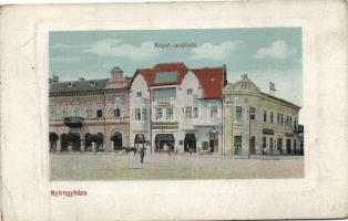 Nyíregyháza, Royal szálloda, Harth Gusztáv fényképész-festő műterme, Nagy Áruház, Rosenthal Vilmos üzlete (EK)