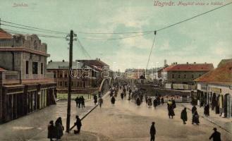 Ungvár, Nagyhíd utca, híd, színház / street, bridge, theatre