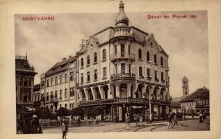 Nagyvárad, Bémer tér, Poynár ház, Koch testvérek üzlete, fogorvos, műbútorgyár / square, shops, dentist, furniture factory (EK)
