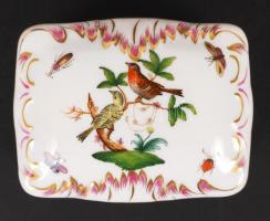 Herendi Rothschild mintás dobozka, kézzel festett, hibátlan, jelzett (koronás), 11×7,5 cm, m:4,5 cm/...