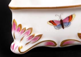 Herendi Rothschild mintás dobozka, kézzel festett, hibátlan, jelzett (koronás), 11×7,5 cm, m:4,5 cm/...