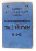 1914-1915 Budapesti Közúti Vaspálya Társaság által kiállított fényképes tanuló bérletjegy