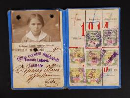 1914-1915 Budapesti Közúti Vaspálya Társaság által kiállított fényképes tanuló bérletjegy