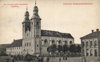 Székelyudvarhely, Szent Ferenc rendi szerzetesek temploma / chucrh, market, shops
