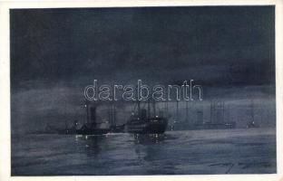 Die Seeschlacht bei Lissa / K.u.K. navy, art postcard s: Harry Heusser