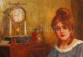 Pogány jelzéssel: Titkok. Olaj, vászon, 60×50 cm