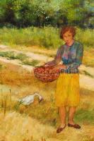 Egri Tibor: Egy júliusi nap Pusztaszeren. Olaj, farost, jelzett, 60×80 cm