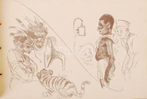 1933 Márton Lajos Gödöllői Jamboree rajzfüzet 80 db rajzzal / Jamboree album with 80 drawings of Laj...