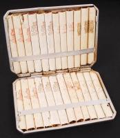 1848-1948 Fém cigarettatárca, benne különböző díszítésű cigarettákkal, tárca külsején 1848-1948 Magy...