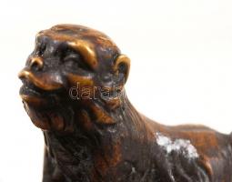 Elefánt réz szobrocska majommal, réz hamutartó tál