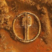 Elefánt réz szobrocska majommal, réz hamutartó tál