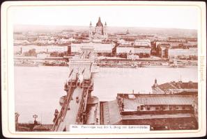 cca 1890 Budapest V. Ferenc József tér, Lánchíd. Stengel fotó 17x11 cm