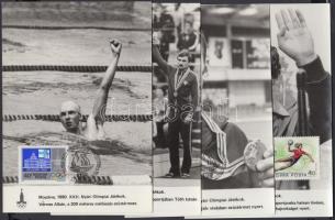 1980 Moszkvai Olimpiai Játékok 17 db fotó a versenyekről, a nyertes maygyar sportolókkal, CM-ként / Moscow Olympic Games 17 photos 18x13 cm