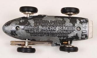 Antik német Schuco Mercedes micro racer, közepes állapotban, fémlemez, h:10 cm
