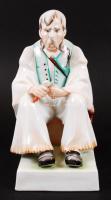 Zsolnay szalonnázó paraszt, kézzel festett, jelzett, hibátlan/  Hand painted Zsolnay porcelain figure of an old peasant, 32x24x20cm
