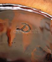 Jelzett nagy méretű díszkancsó és tányér, gazdagon díszített, mázas kerámia, hibátlanok, m:36 cm, d:...