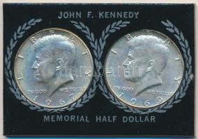 Amerikai Egyesült Államok 1967-1969. 1/2$ Ag "Kennedy" (2x) T:1- Emlékkiadás eredeti sérül...