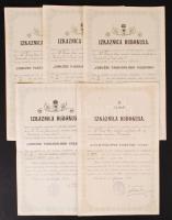 1914 5 db Horvát nyelvű bányászati oklevél / 1914 Croatian diplomas regarding mining
