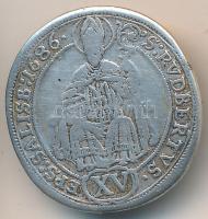 Osztrák Államok / Salzburg 1686. 15Kr Ag "Max Gandolf" kitűzővé alakítva T:2- Austrian States / Salzburg 1686. 15 Kreuzer Ag "Maximilian Gandolph" badge on the backside C:VF Krause KM# 230