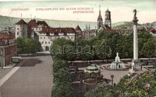 Stuttgart, Schlossplatz, Schloss, Stiftskirche / square, castle, church (EK)