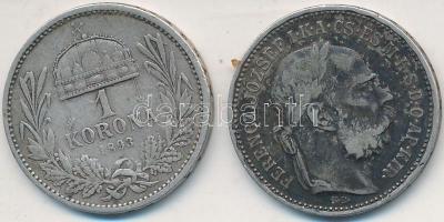 1893. 1K Ag "Ferenc József" (2x) T:2-,3