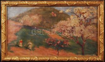 Jelzés nélkül: Tavasz. Olaj, karton, keretben, 29×53 cm
