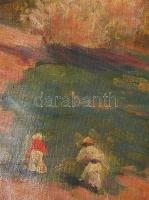 Jelzés nélkül: Tavasz. Olaj, karton, keretben, 29×53 cm