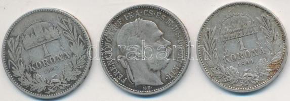 1894-1895. 1K Ag "Ferenc József" (3x) T:3